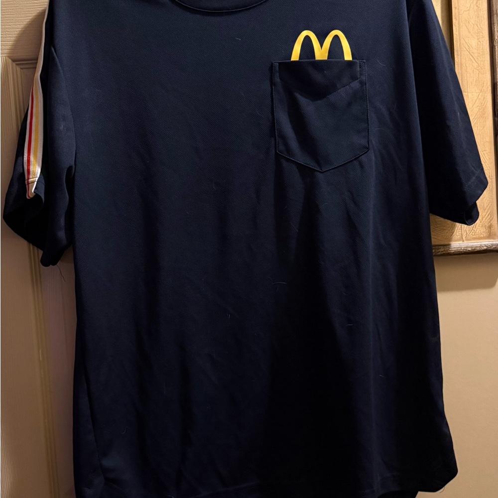 McDonald's Blue Short Sleeve Tee with Yellow Arch Pocket Detail